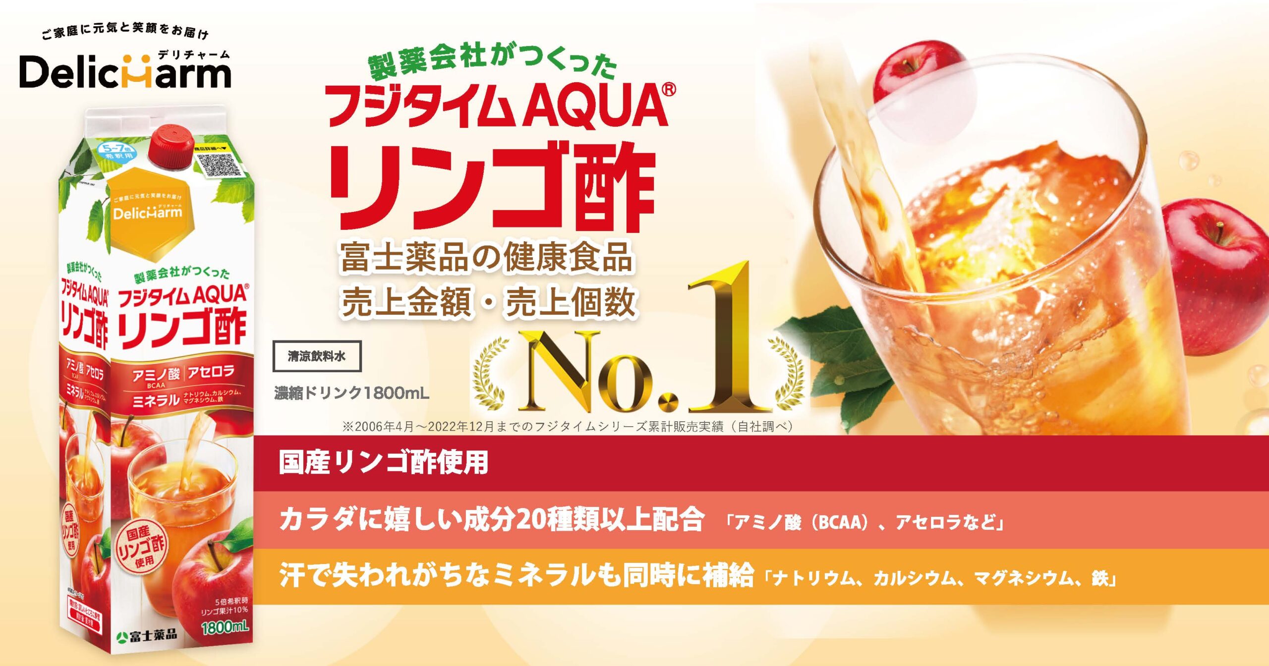 ニュース「シリーズ累計販売数1000万本超のリンゴ酢飲料 「フジタイム