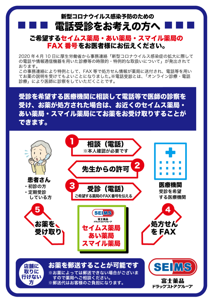 新型コロナウイルスによる電話受信をお考えの方へ